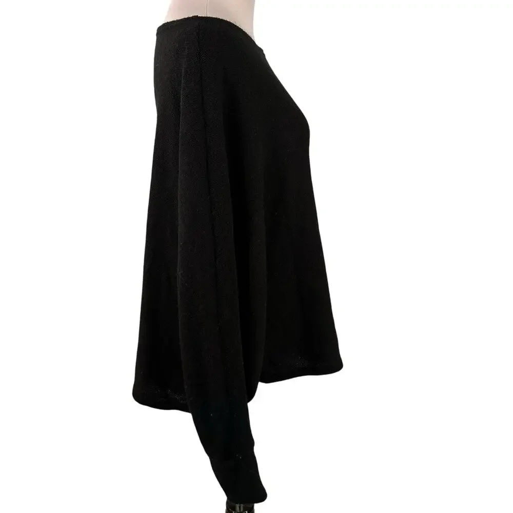Kavu Wilhelmina Asymmetrical Black Sweater Dolman Long Sleeve Top Size One Size - Picture 6 of 8